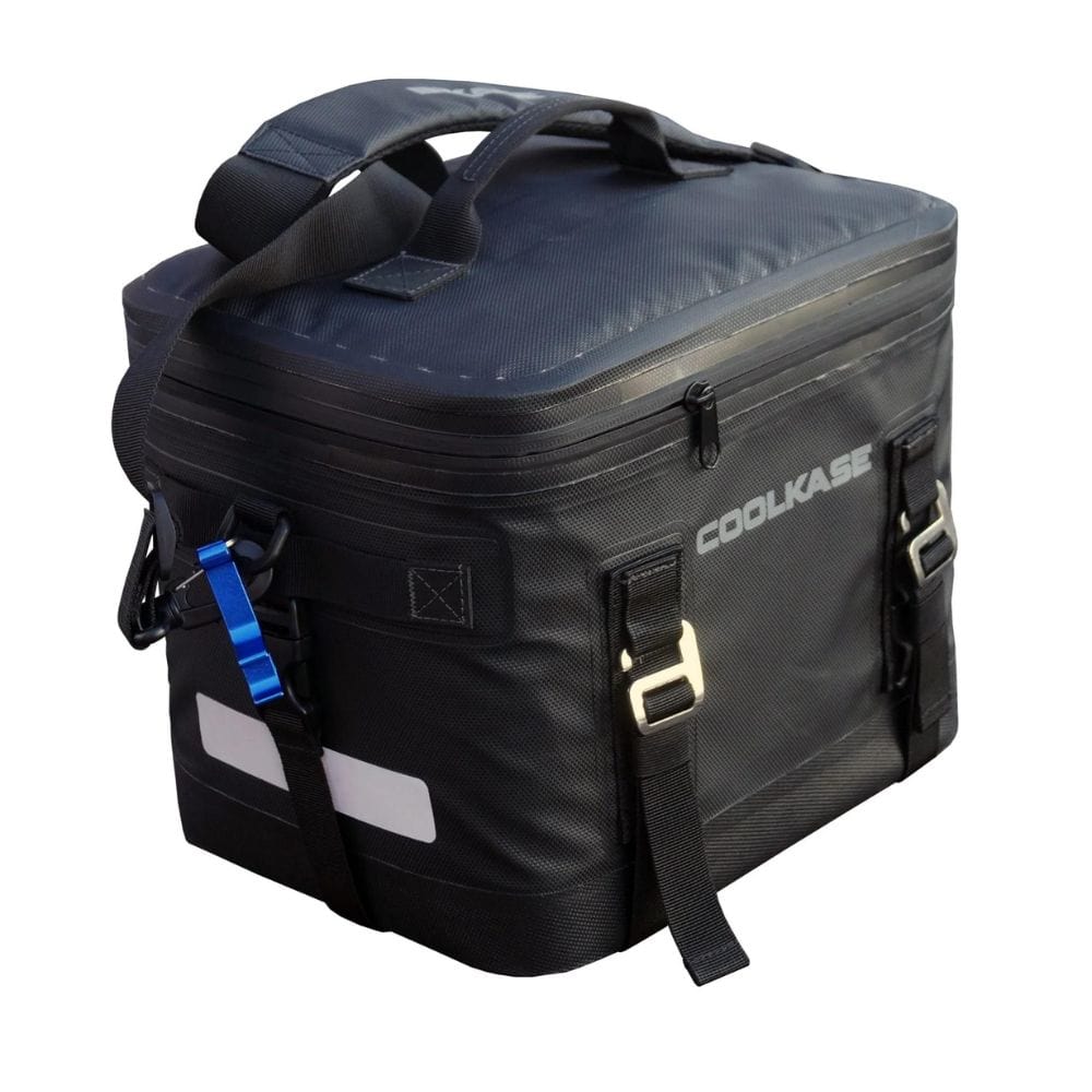 The CoolKASE is a soft cooler that is mountable to the front or rear rack of a bicycle, ATV, scooters, kayak, and other forms of transportation. 