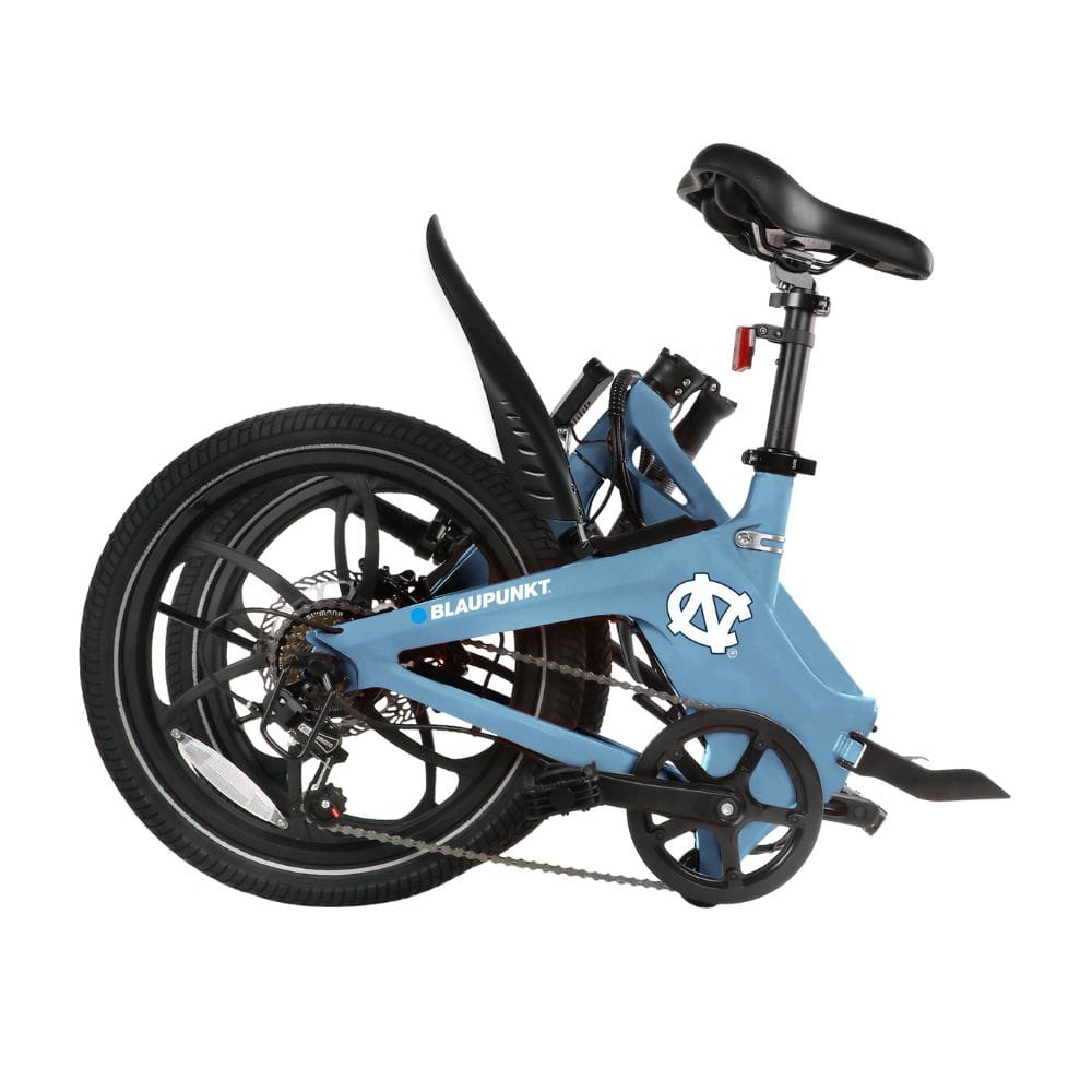 Weighing in at a mere 47 lbs., this bike is the epitome of portability, thanks to its intelligent quick-release mechanism, foldable pedals, and handlebar.