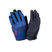 Pair of blue and black gloves with a brand logo on a white background