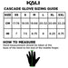 Kali Protective Gloves Sizing Guide with measurement chart and instructions.